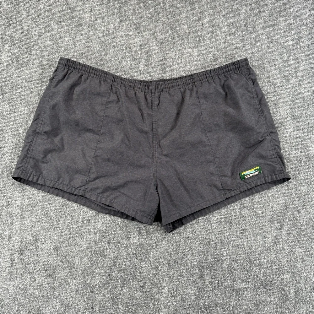 LL Bean Swim Trunks Mens Large Gray Nylon‎ Quick Dry Board Shorts Back Pocket